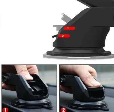 Universal telescopic car phone bracket with adjustable arm on vehicle dashboard
