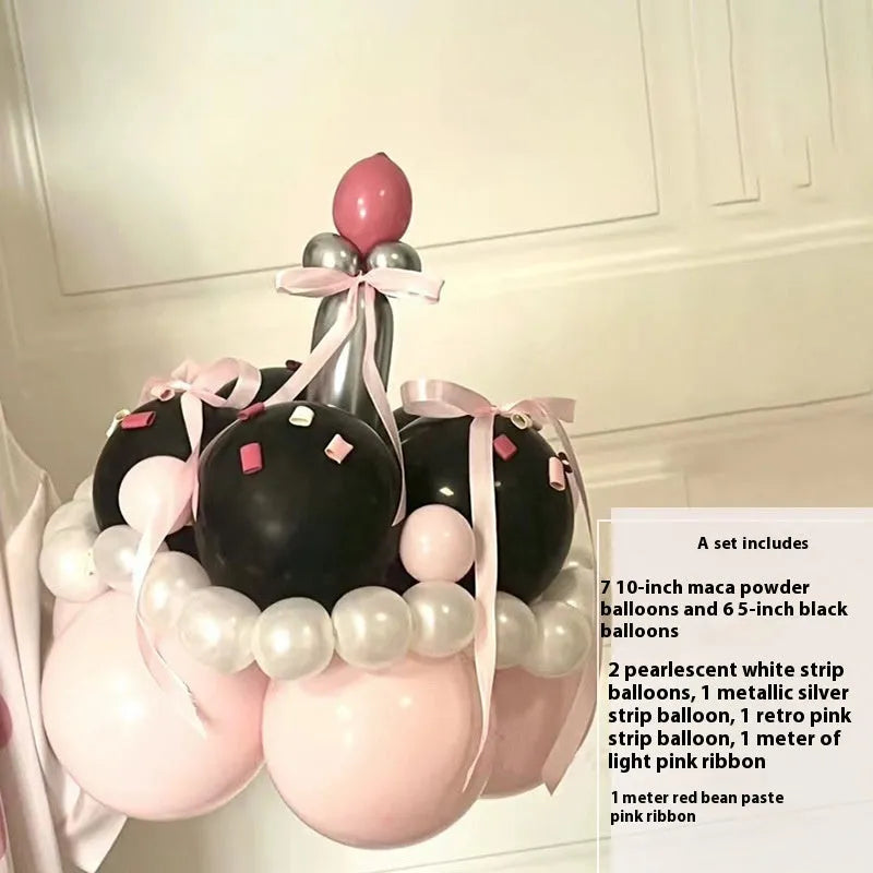Round pre-made balloon bouquet cake arrangement with decorative stems for party table centrepieces