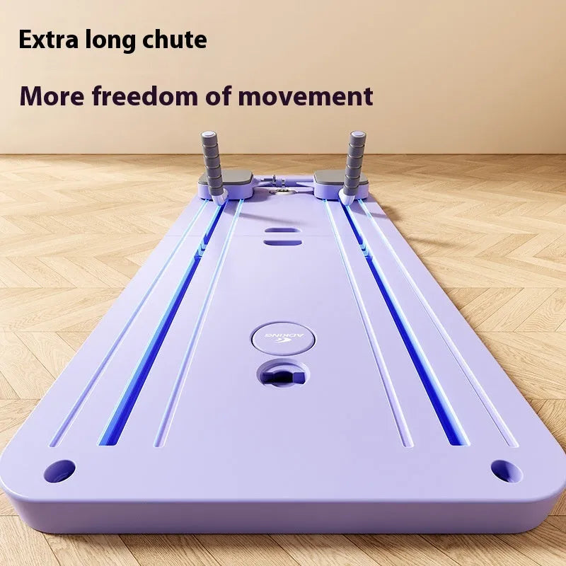 Standard purple fitness board with automatic rebound abdominal wheel mechanism for home workouts