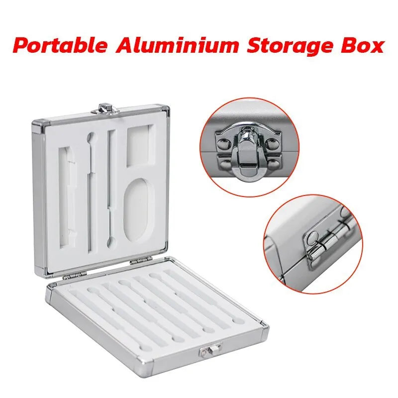 Silver aluminium soldering iron storage box with compact 154mm dimensions