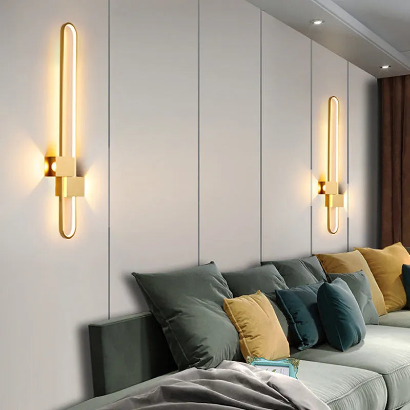 Modern minimalist wall lamp with 60cm diameter round iron shade and warm LED light