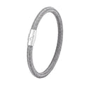 Men's silver titanium steel geometric bracelet with a magnetic clasp, shown in a 21cm size.