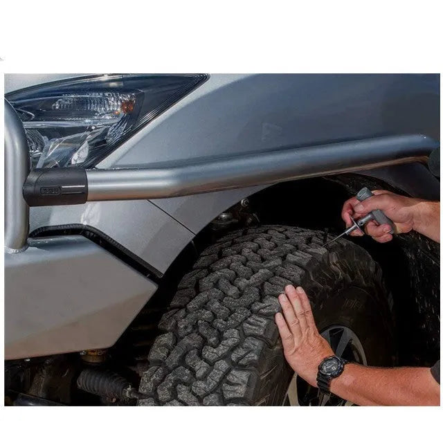 Speedy Seal emergency car tyre repair tool kit with case, insertion tool, and gauge for punctures.
