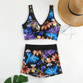 Women's two-piece swimsuit with printed boxer briefs and sleeveless top in polyester