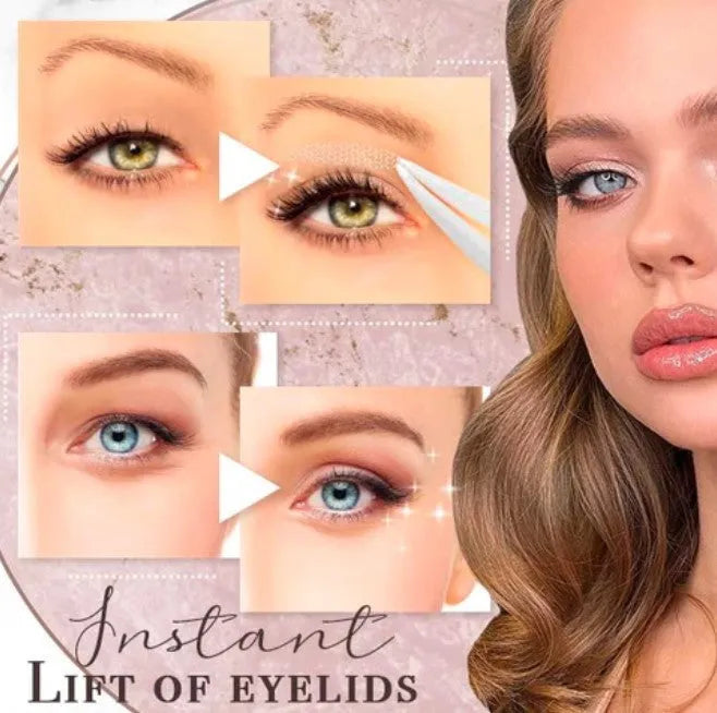 Box of no glue eyelid stickers in three colour classifications L, M, and S made from non-woven fabric