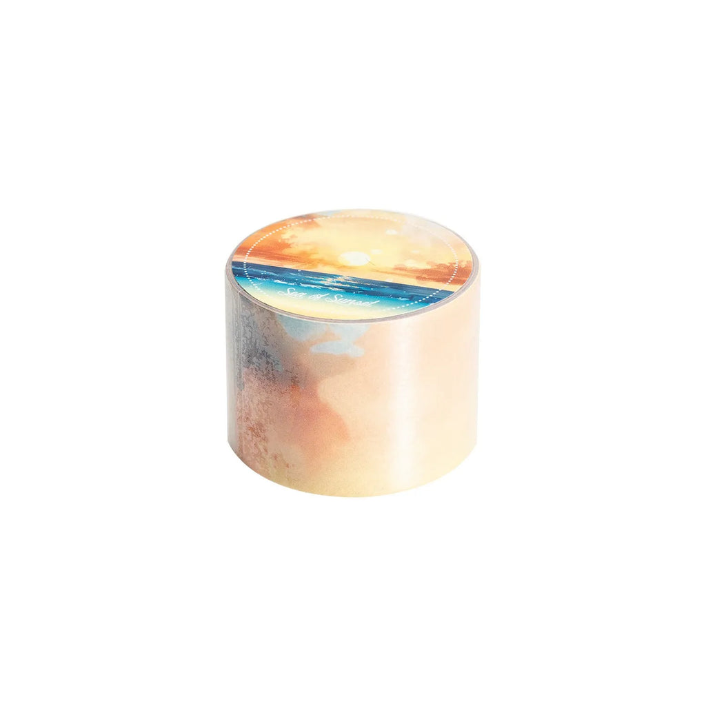 Roll of Japanese paper decorative tape with sky theme designs including clouds and nebula, labelled 30mm width.