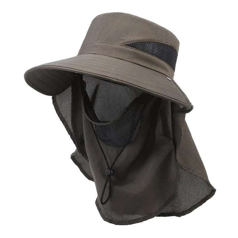 Men's large brim polyester fisherman hat for sun protection in army green colour.