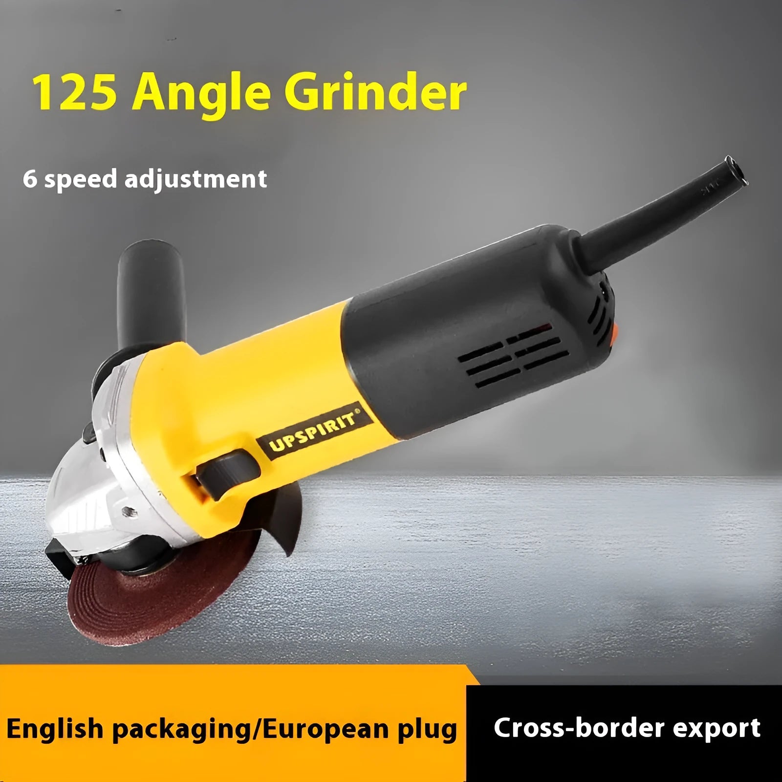 125mm household angle grinder with 1050W motor, side handle, and grinding disc