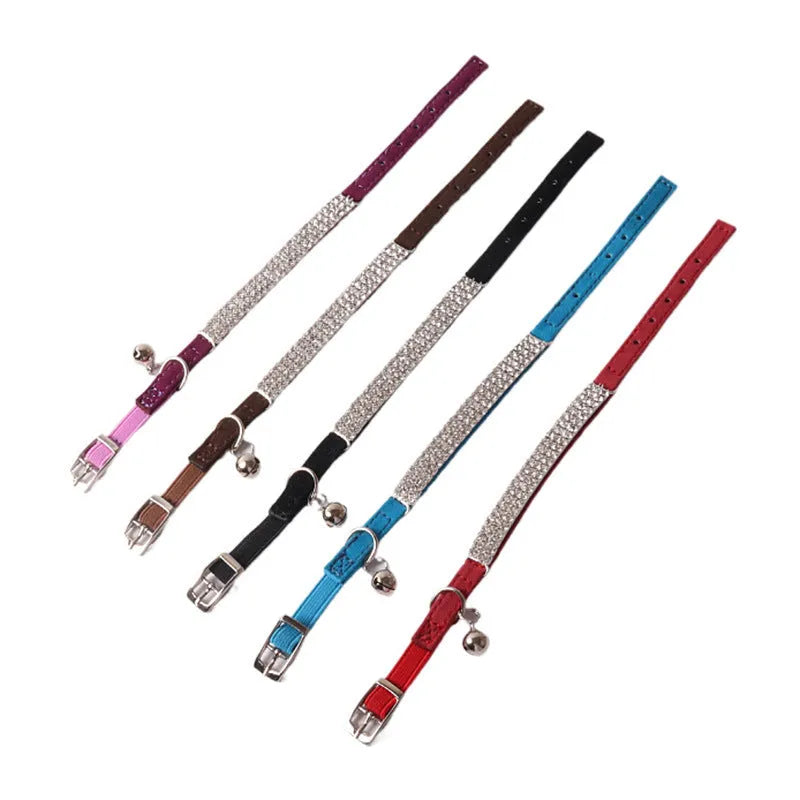 Flocking material cat collar with elastic buckle in seven colour options