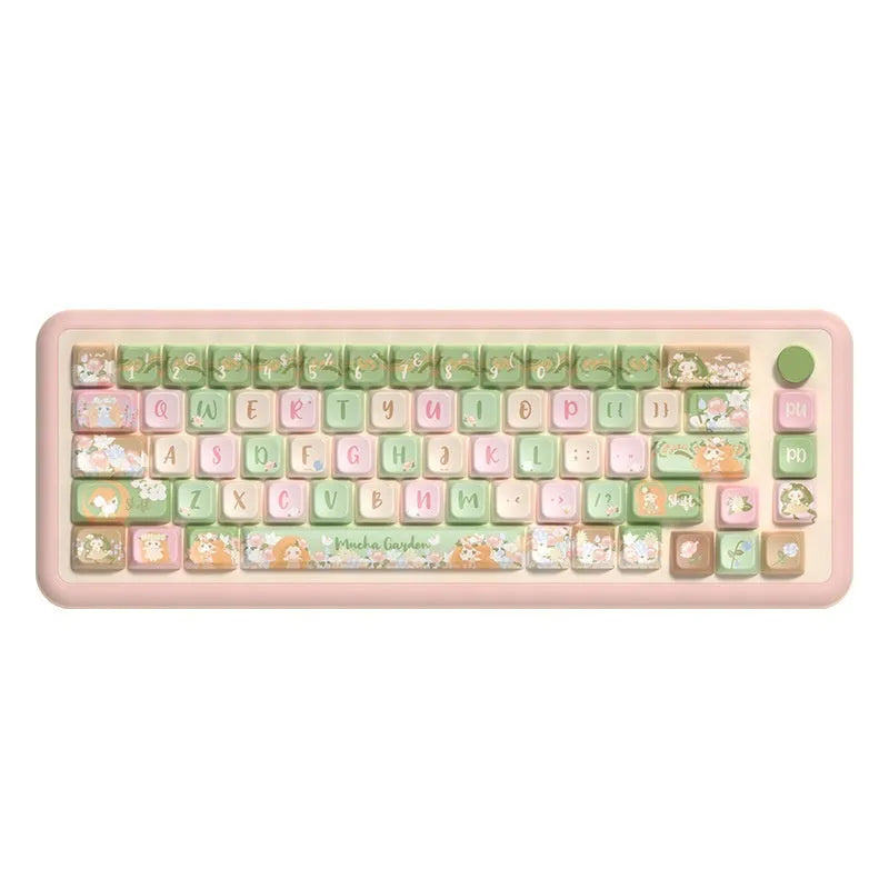 Mu Xia Garden Original mechanical keyboard key cap set with colourful summer garden design.