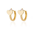 Women's heart-shaped stainless steel earrings with zircon detail on 18K gold tone finish