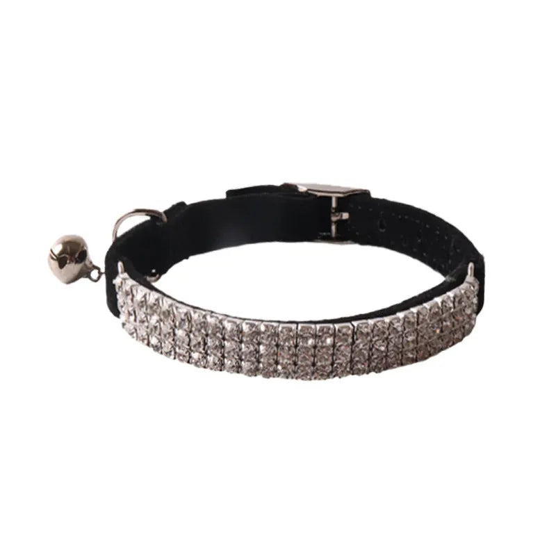 Flocking material cat collar with elastic buckle in seven colour options