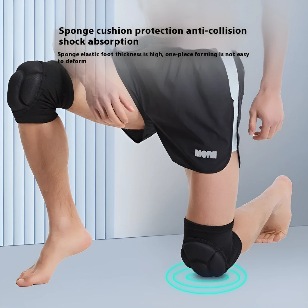 Thick sponge dance kneepad in black or blue with anti-collision protection for volleyball and sports
