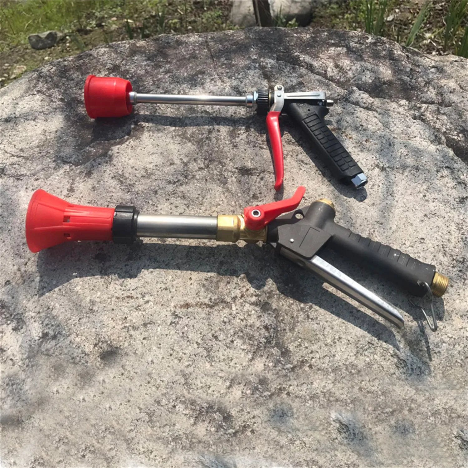 Plastic submachine gun style agricultural spray gun for pesticide applications