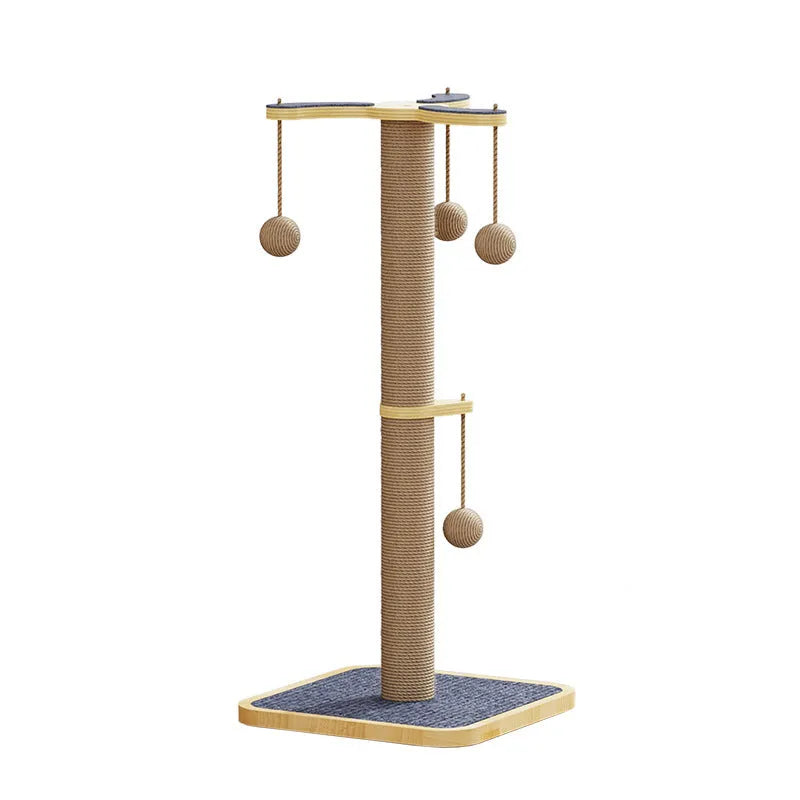 Windmill Hanging Ball Cat Climbing Frame toy made from pine wood and carpet leather