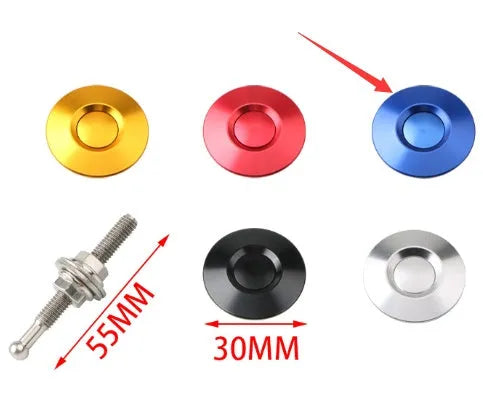 30mm aluminium engine cover lock in multiple colours with 55mm screw for vehicle panel fastening