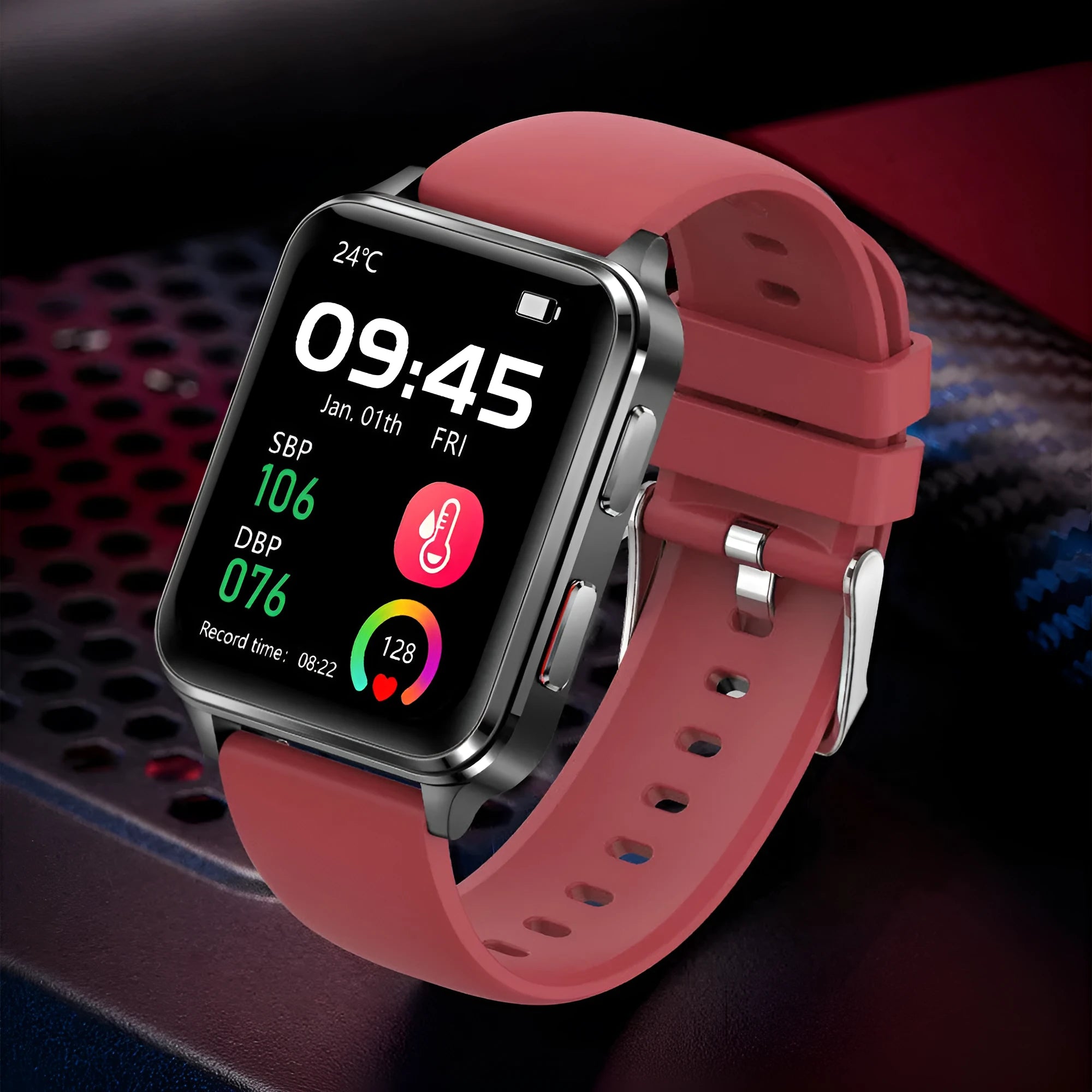 Multi-sport smart watch with 1.70-inch screen showing heart rate monitoring display
