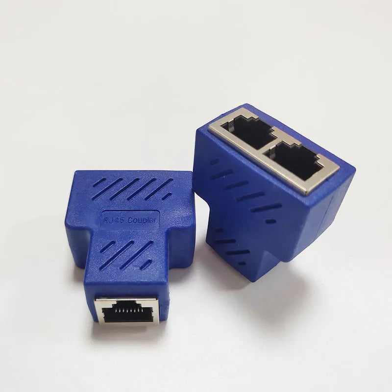 RJ45 three-way network cable splitter adapter in multiple colours