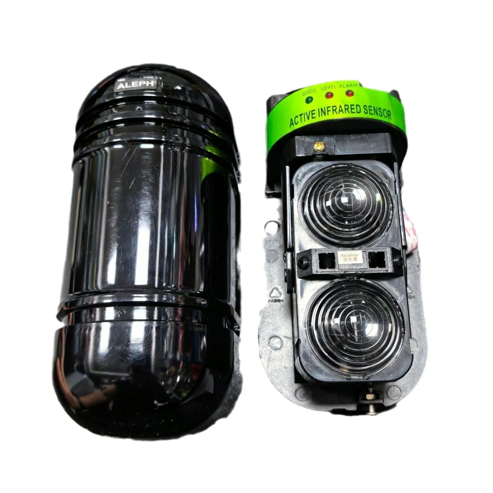 Black 2-beam infrared security detector with 150m range for anti-theft protection