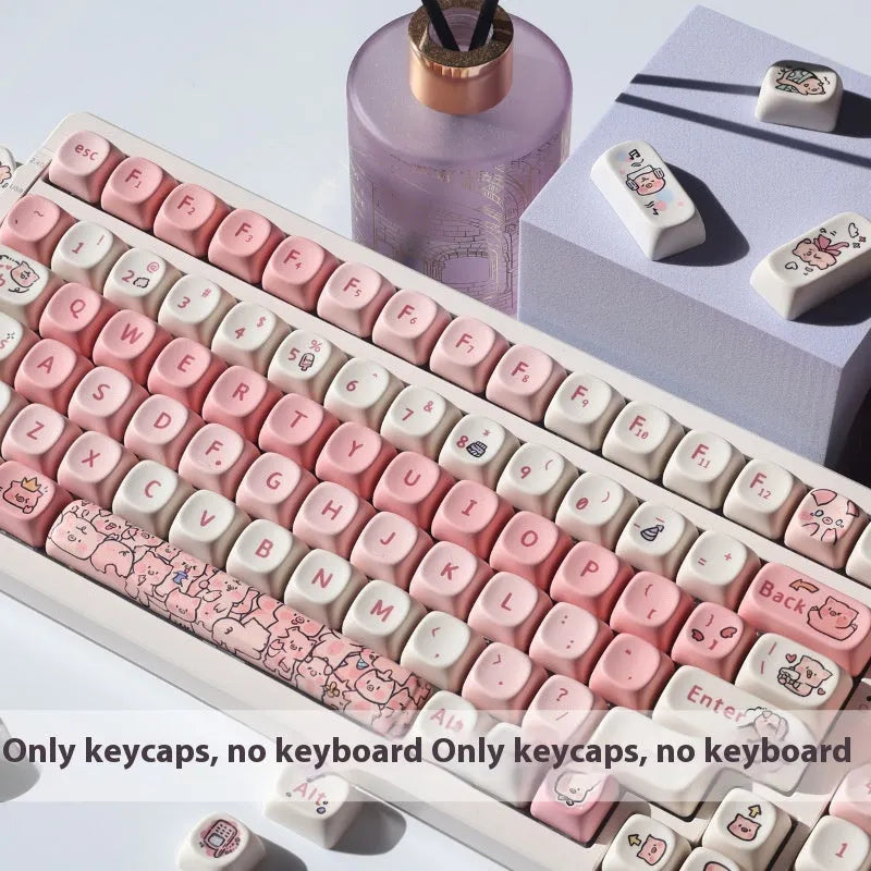 Pink Pig-themed scented PBT keycap with colourful dye-sublimation artwork on all sides.