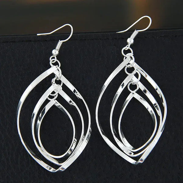 Alloy geometric hollowed-out round earrings for women in Circle 091226154 colour