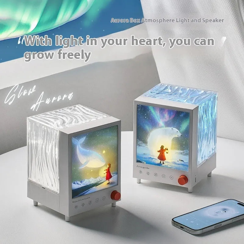 Aurora Treasure Box atmosphere projection lamp showing Star Sea Whale light projection pattern