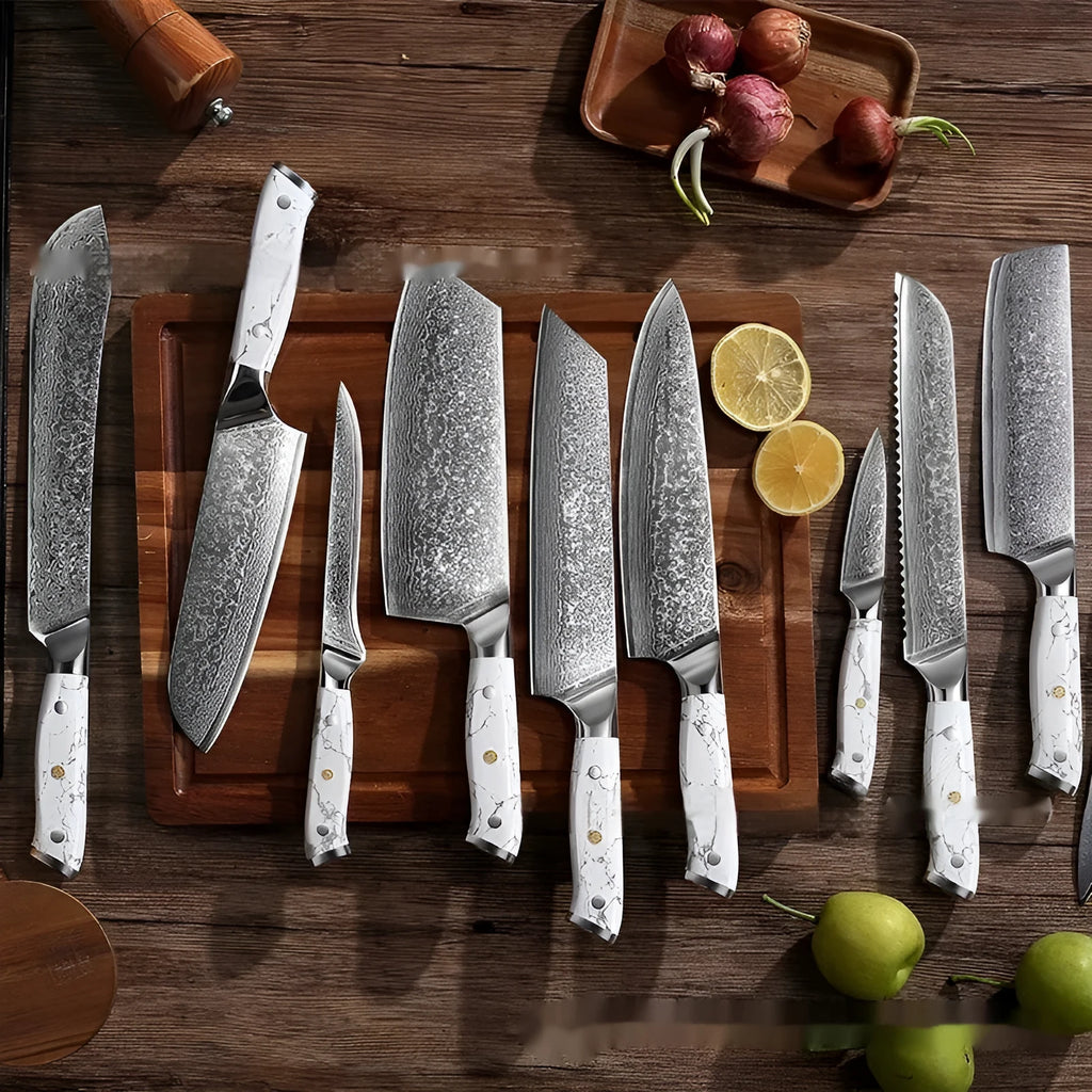 Damascus Special Household Combined Chef's Knife with 21cm VG10 steel blade and modern handle.
