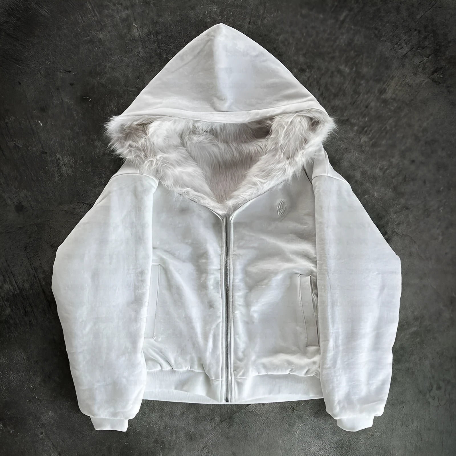 A casual loose-fit black or white polyester coat for men and women, cardigan style with long sleeves.