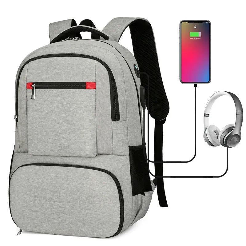 Light grey Oxford cloth insulated picnic backpack with curved shoulder straps showing dry-wet separation compartments