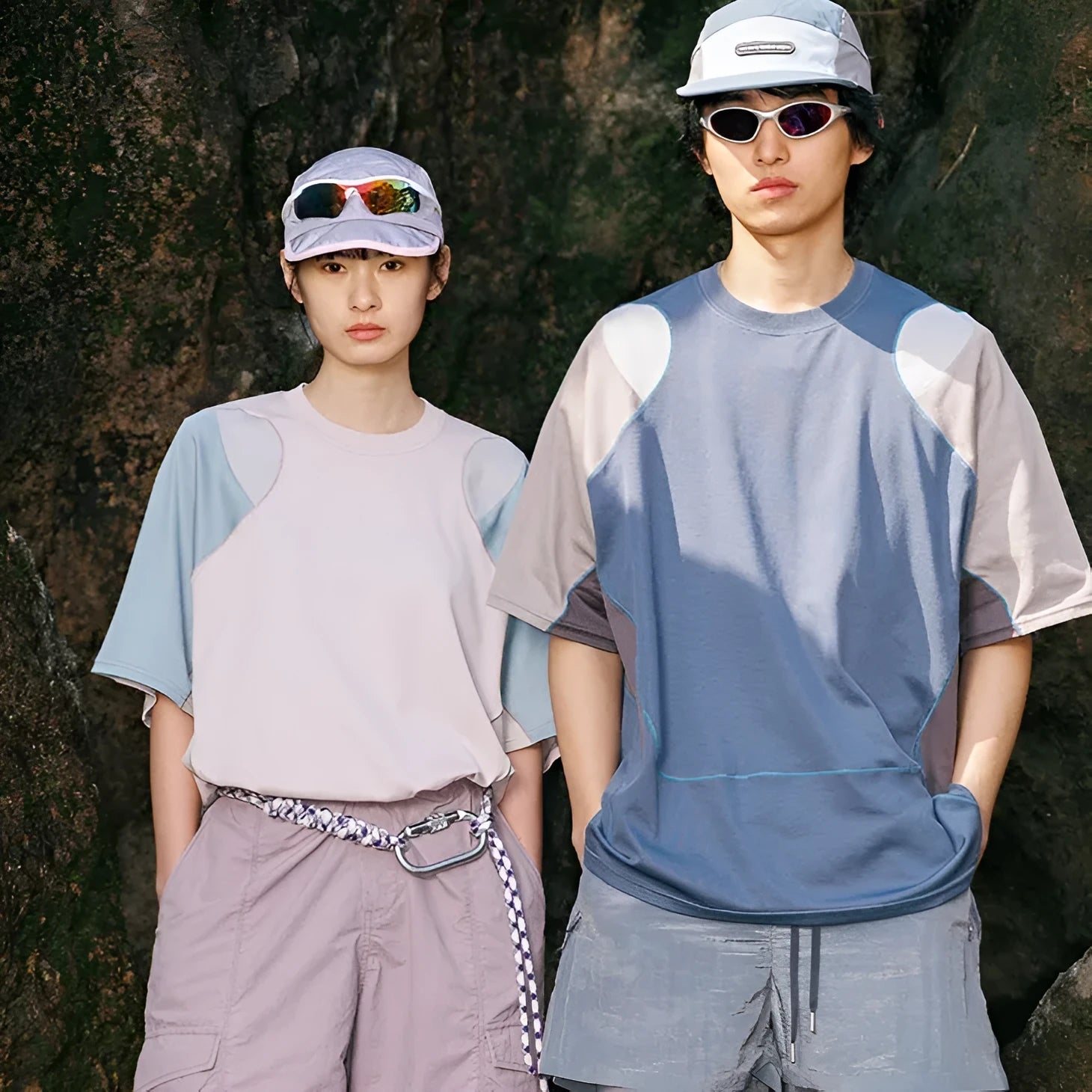 Men's cotton blend sports T-shirt with raglan sleeves in loose fit, shown in Galaxy Blue colour