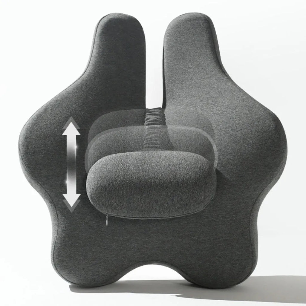 Adjustable memory foam car cushion for lumbar support in black colour on car seat