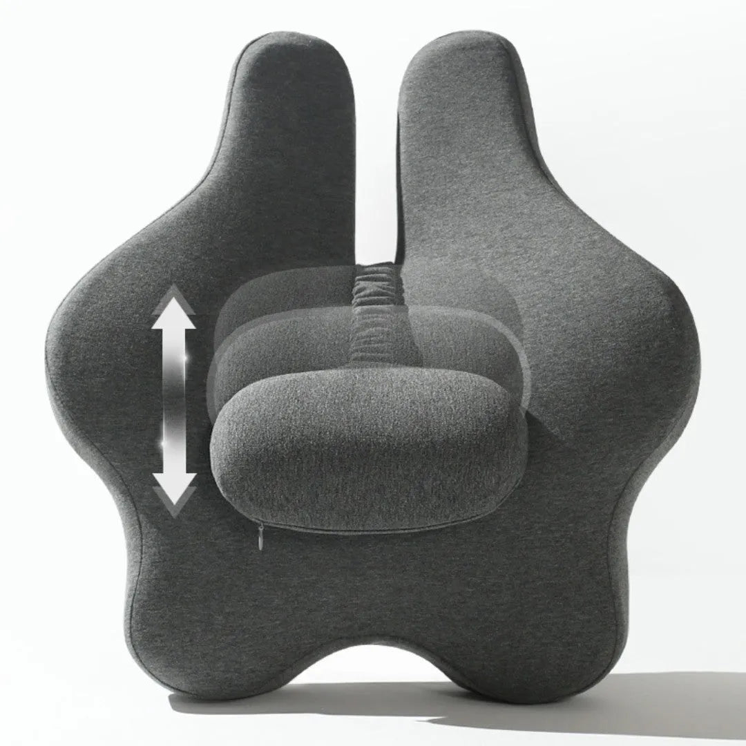 Adjustable memory foam car cushion for lumbar support in black colour on car seat