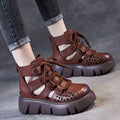 Women's black platform sandals with hollow hole design and fish mouth toe