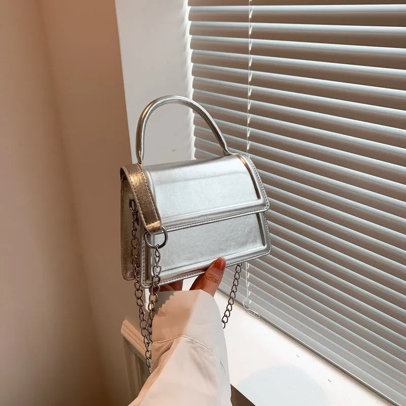 Retro PU leather crossbody shoulder bag in horizontal square shape with six colour options