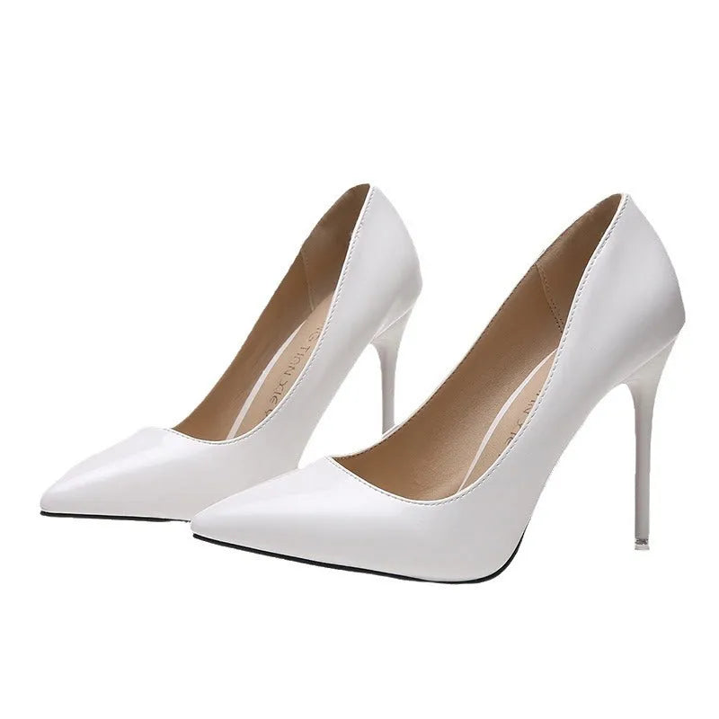 Women's pointed toe stiletto heels with 8cm+ heel height in six colour options