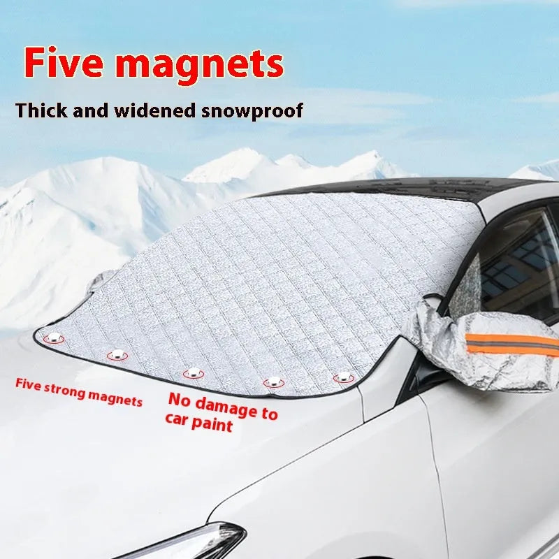 Aluminium foil winter car cover for SUV with reflective edges and magnets