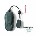 Suede car key cover shown in Cement Gray, Dark Green, Light Gray, and Orange colour options.
