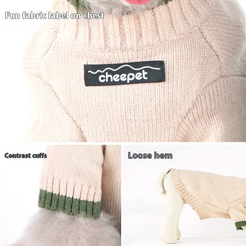 British style wool pet sweater with two-legs design in contrast colours for dogs and cats