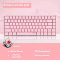 Pink mechanical gaming keyboard with 82 keys, white backlight illumination, and metal case