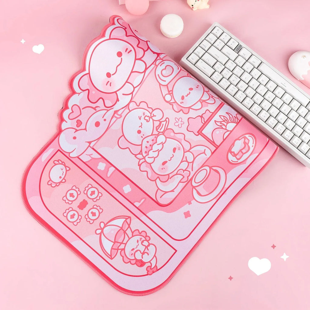 Hexagonal dragon crane machine large mouse pad measuring 75x40cm with cloth surface and cartoon anime pattern