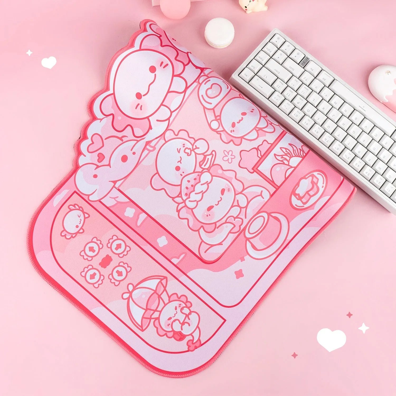 Hexagonal dragon crane machine large mouse pad measuring 75x40cm with cloth surface and cartoon anime pattern