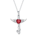 Cross stethoscope necklace with wings charm in electroplated copper, red diamond and white diamond colour options