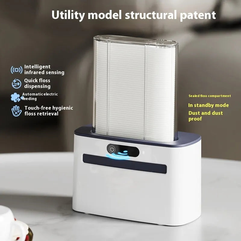 Intelligent induction automatic dental floss box in dark gray, light gray, or gold colour with rechargeable battery