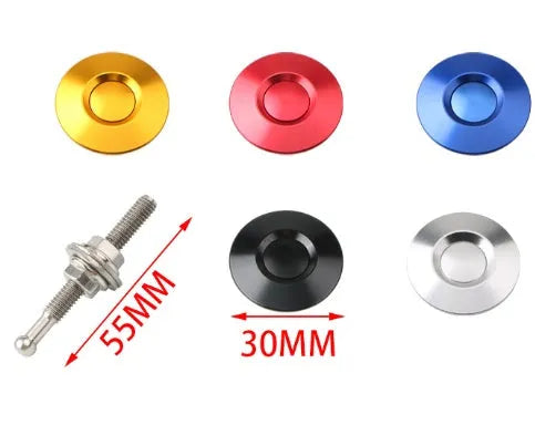 30mm aluminium engine cover lock in multiple colours with 55mm screw for vehicle panel fastening