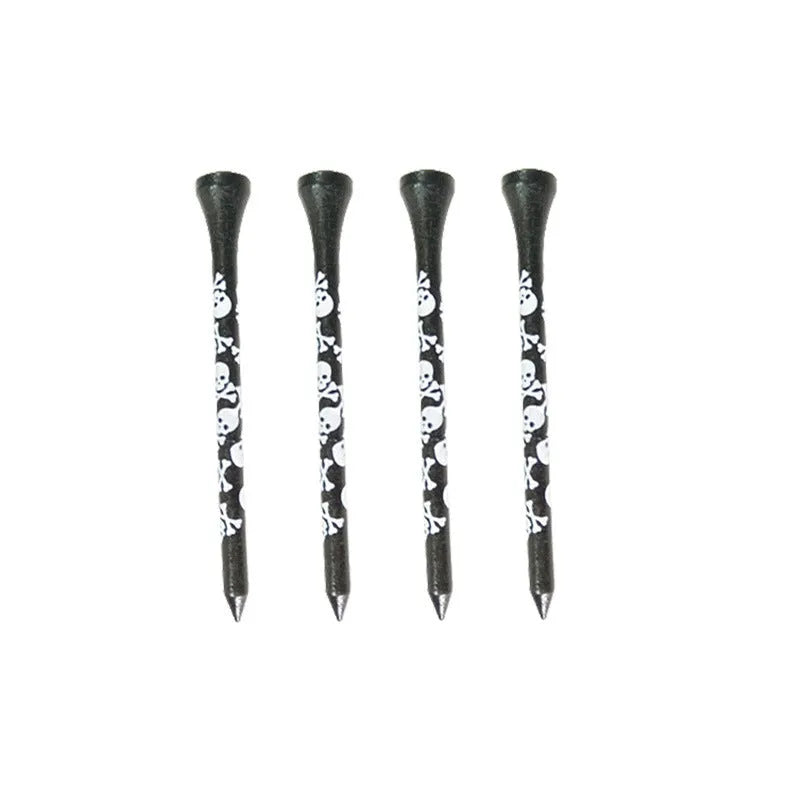 Black skull print bamboo dowel pins for golf accessories in 70mm and 83mm lengths