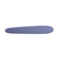 Grey cat grooming comb with tongue massager design showing narrow and wide ends