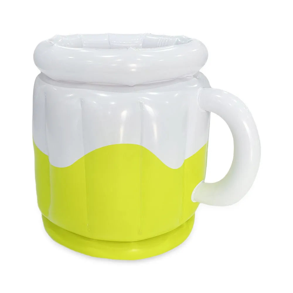 Yellow inflatable PVC ice bucket for beer steins at outdoor parties and events