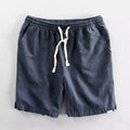 Breathable ramie beach casual loose shorts in cotton linen fabric with straight cut