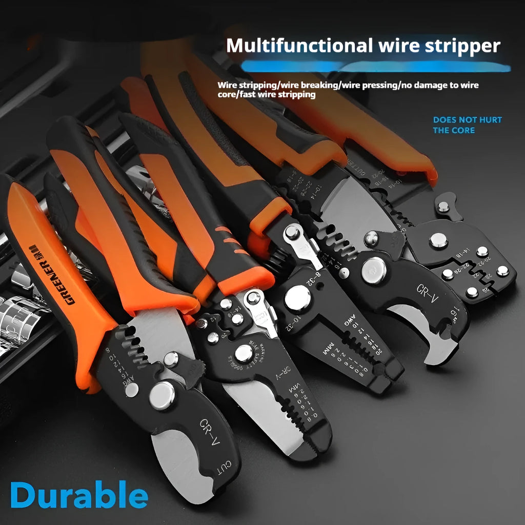 Automatic wire stripping pliers for electrical work with high carbon steel blades