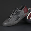 Men's colour matching leather shoes with elastic band and microfiber upper